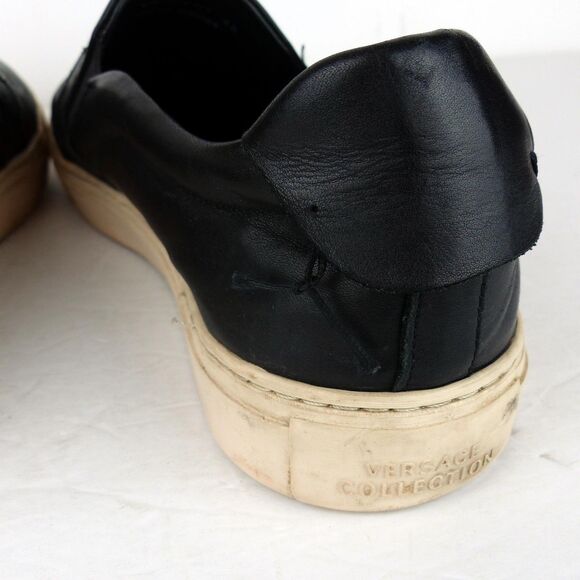 Versace Collection Loafer Sneakers Men 12, 45 Black Leather Slip On Medusa Coin - Picture 12 of 16